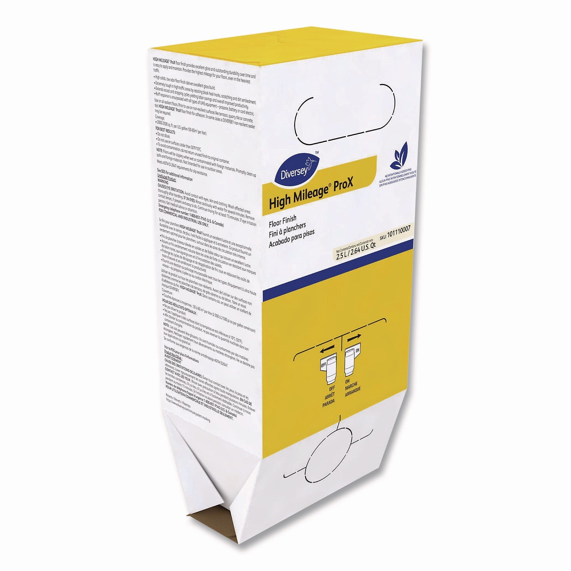 Diversey High Mileage ProX Floor Finish, Solvent Scent, 2.5 Liter, 6/Carton (101110007)