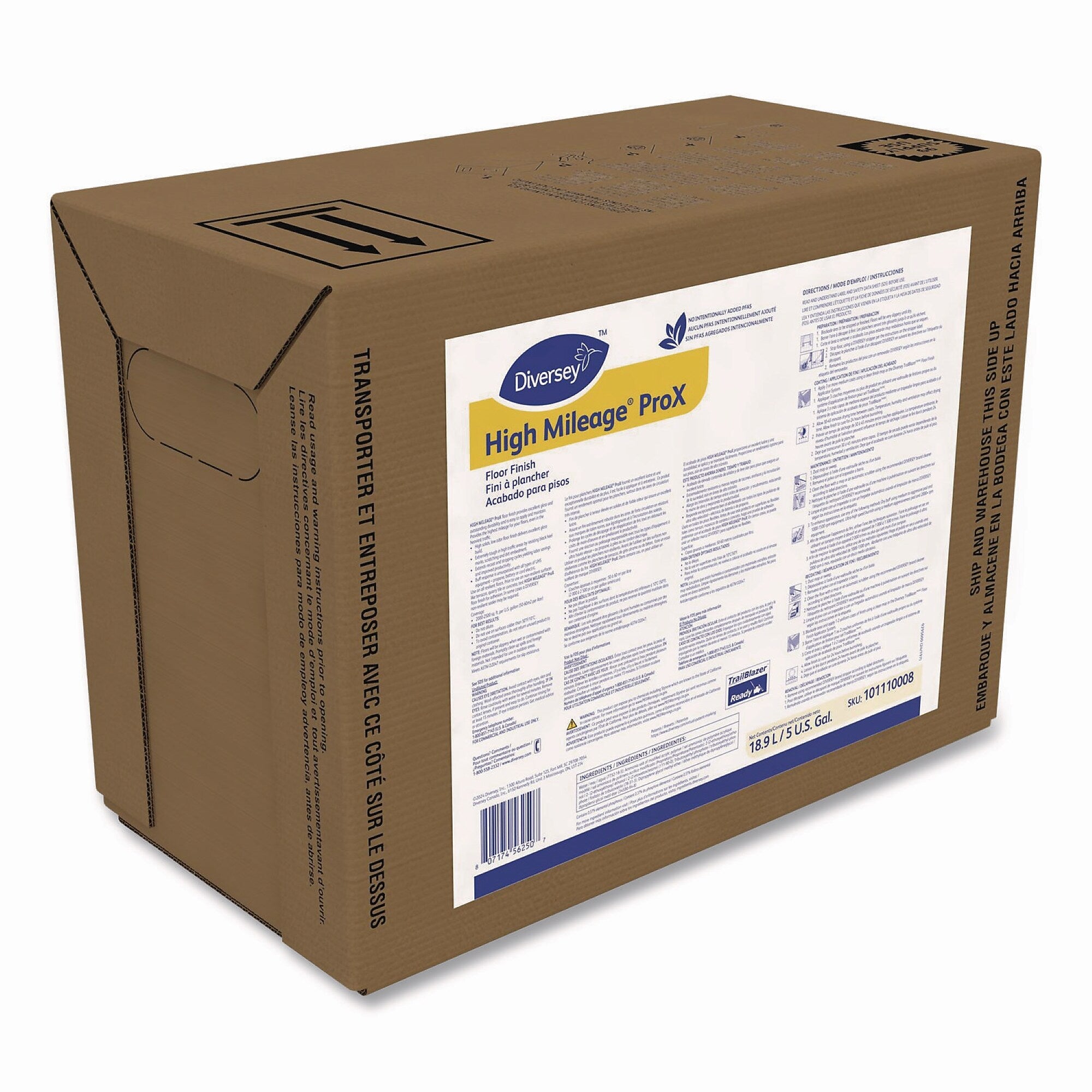 Diversey High Mileage ProX Floor Finish, Solvent Scent, 5 Gallon (101110008)