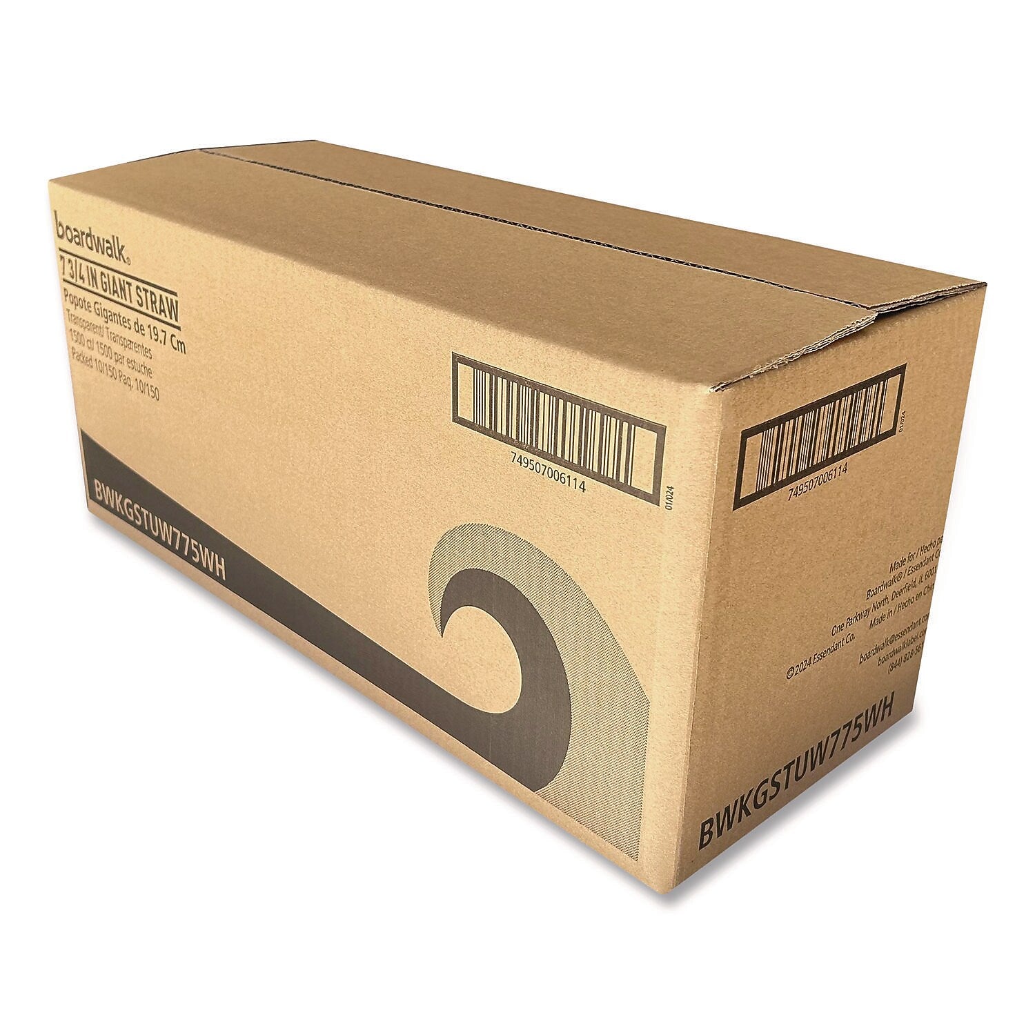 Boardwalk Clear Plastic Straws, 1500/Carton (BWKGSTUW775CLR)