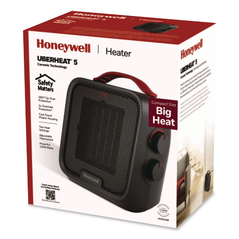 Honeywell UberHeat 5 1500-Watt Portable Ceramic Electric Heater, Black (HCE210B)