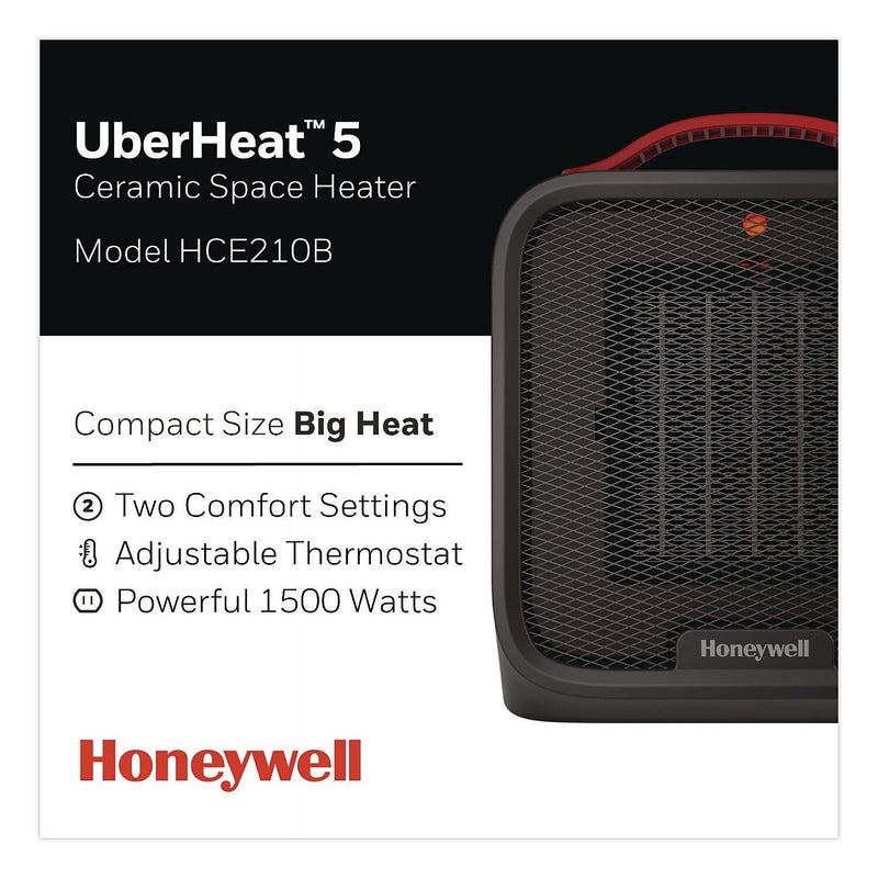 Honeywell UberHeat 5 1500-Watt Portable Ceramic Electric Heater, Black (HCE210B)