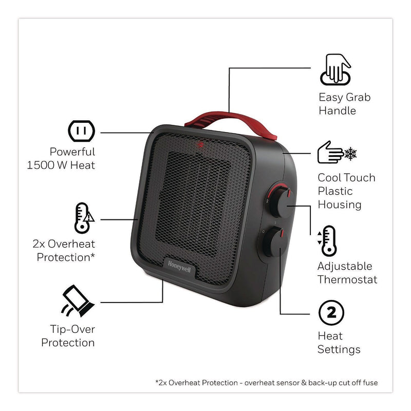 Honeywell UberHeat 5 1500-Watt Portable Ceramic Electric Heater, Black (HCE210B)