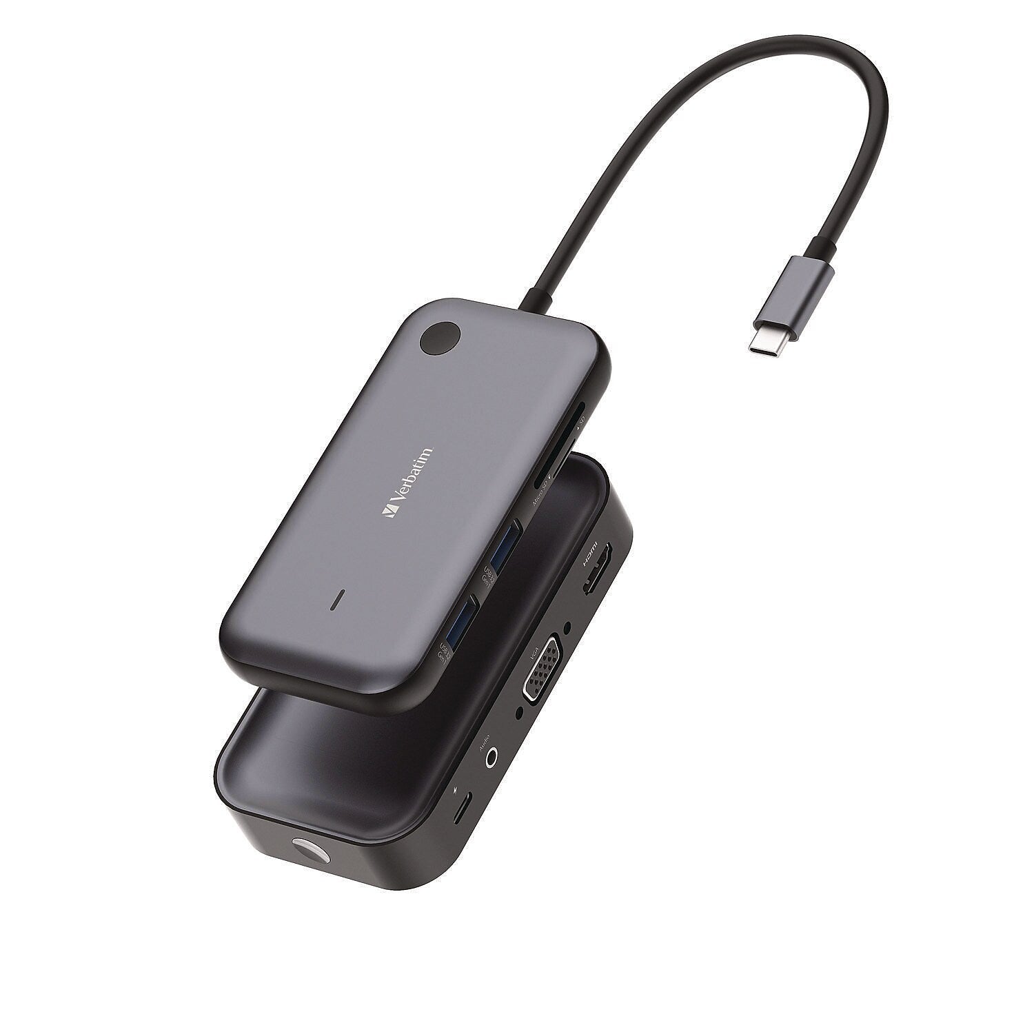 Verbatim Share My Screen USB-C to USB-A/VGA/HDMI Audio/Video Adapter, Gray (32146)