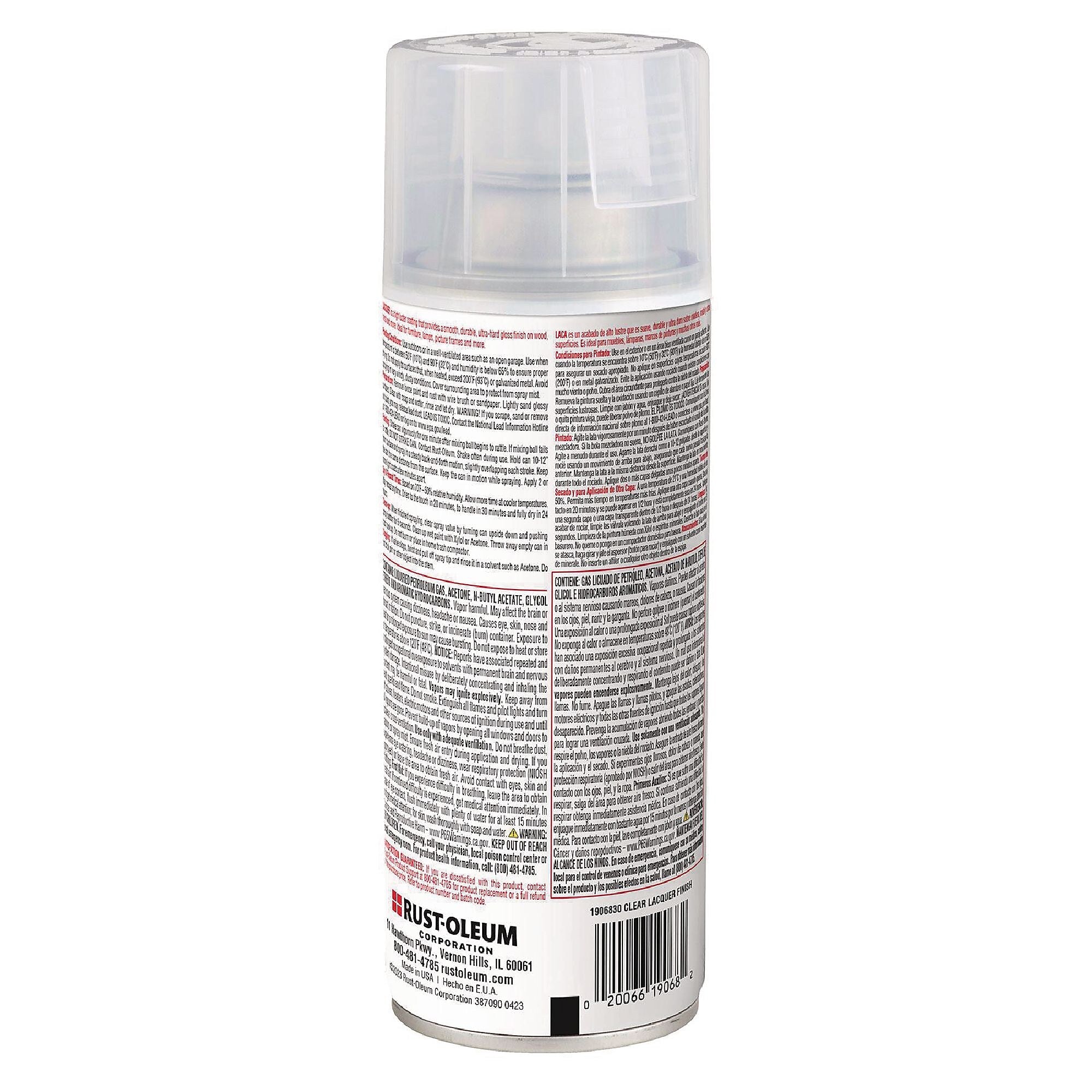 Rust-Oleum Specialty Lacquer Spray Paint, Gloss Clear, 12 oz. (1906830)
