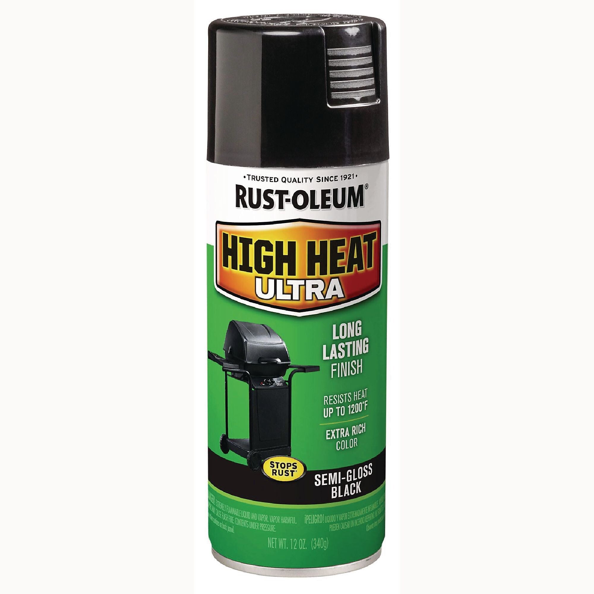 Rust-Oleum High Heat Enamel Spray Paint, Semi-Gloss Black, 12 oz. Aerosol Can, 6/Carton (RST241169)