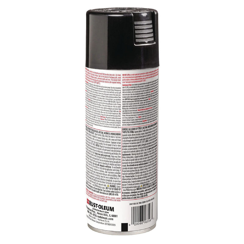 Rust-Oleum High Heat Enamel Spray Paint, Semi-Gloss Black, 12 oz. Aerosol Can, 6/Carton (RST241169)
