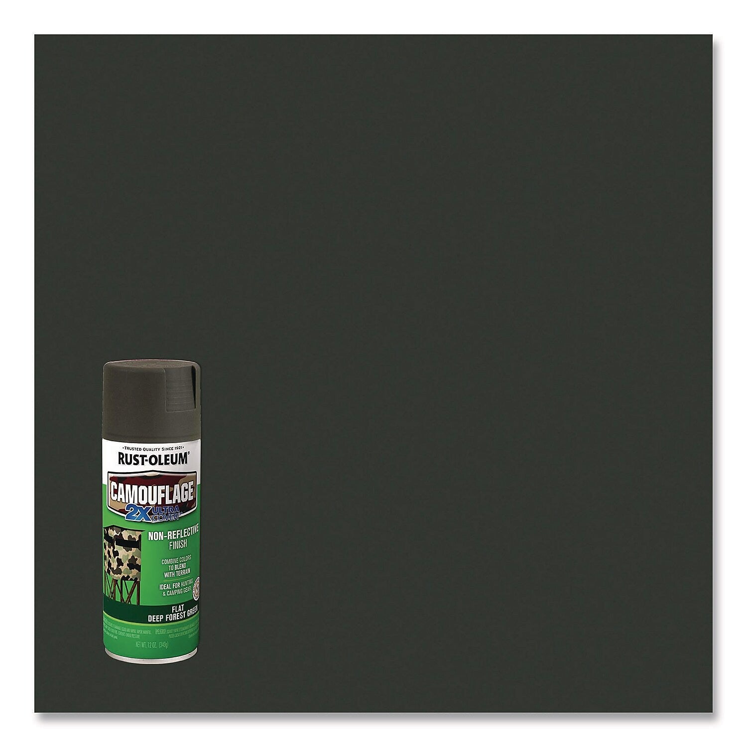Rust-Oleum Camouflage Spray Paint, Flat Deep Forest Green, 12 oz. Aerosol Can, 6/Carton (279175)