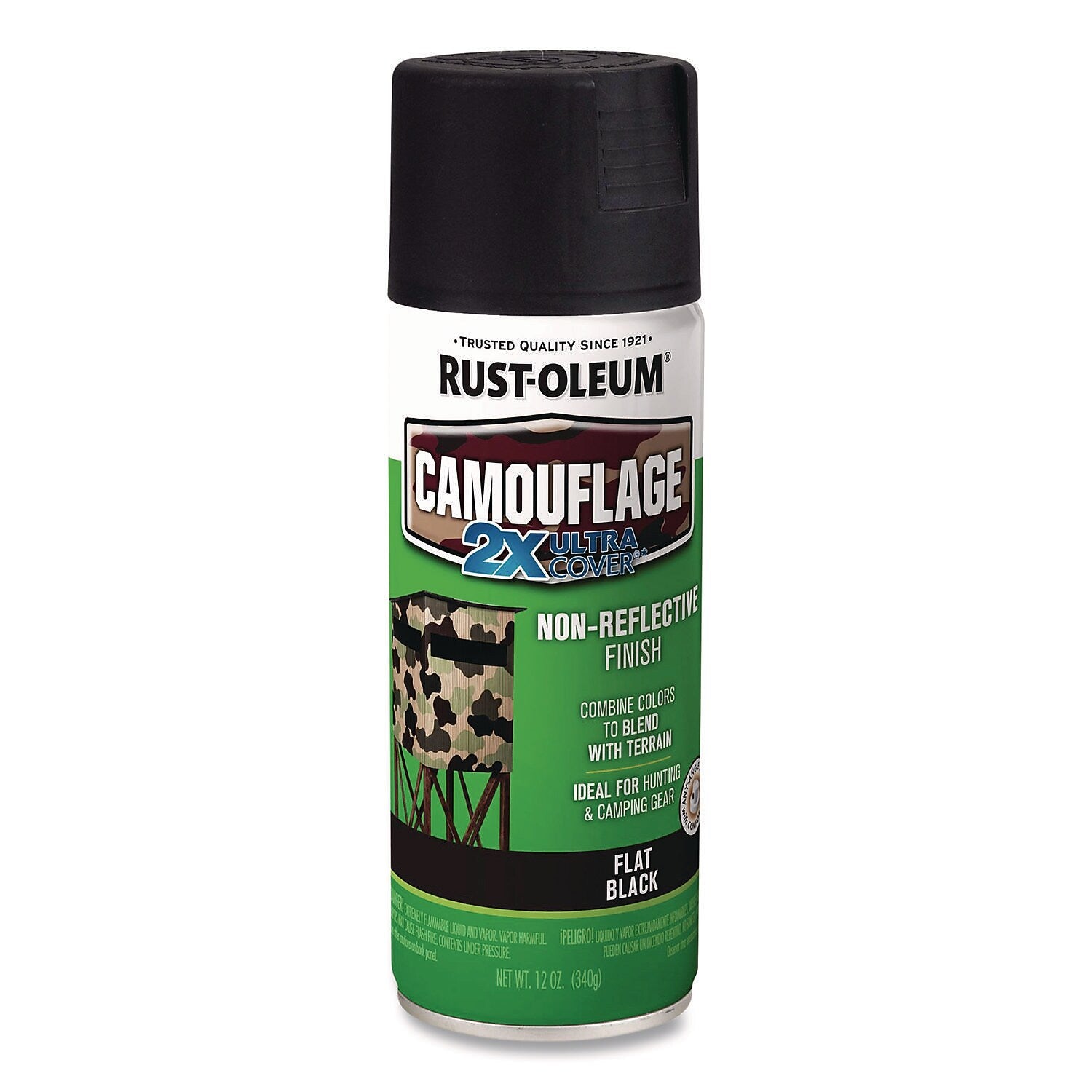 Rust-Oleum Camouflage Spray Paint, Flat Black, 12 oz. Aerosol Can, 6/Carton (279179)