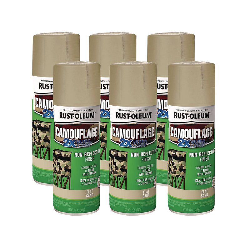 Rust-Oleum Camouflage Spray Paint, Flat Sand, 12 oz. Aerosol Can, 6/Carton (339004)