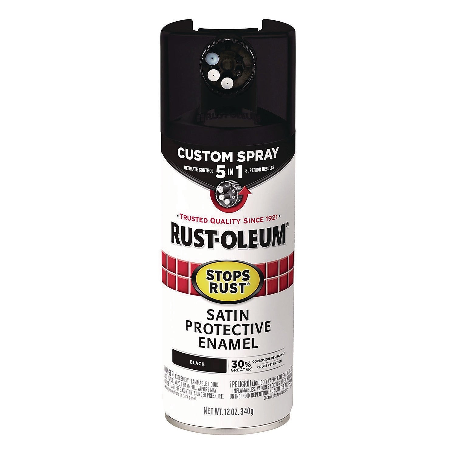 Rust-Oleum Stops Rust 5-in-1 Spray Paint, Satin Black, 12 oz. Aerosol Can (376869)