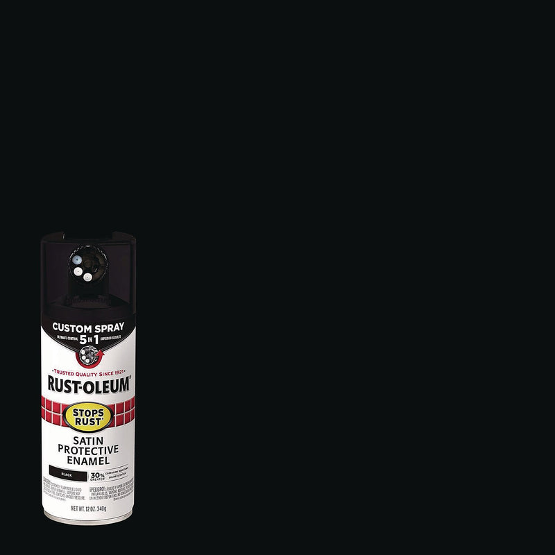 Rust-Oleum Stops Rust 5-in-1 Spray Paint, Satin Black, 12 oz. Aerosol Can (376869)