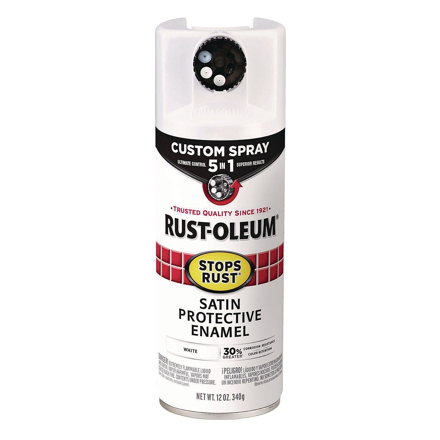 Rust-Oleum Stops Rust 5-in-1 Spray Paint, Satin White, 12 oz. Aerosol Can (376870)