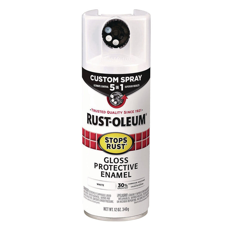 Rust-Oleum Stops Rust 5-in-1 Spray Paint, Gloss White, 12 oz. Aerosol Can (376886)