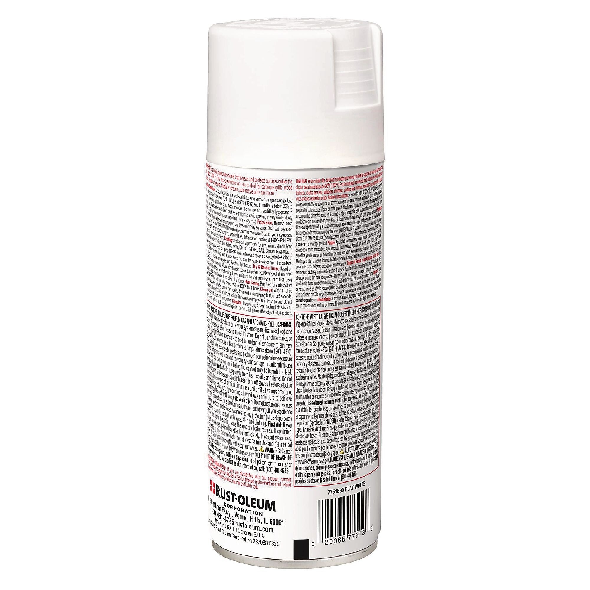Rust-Oleum High Heat Enamel Spray Paint, Flat White, 12 oz. Aerosol Can (7751830)