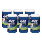 Expo CARE Dry-Erase Board-Cleaning Wet Wipes, 6" x 9", White, 50 Wipes/Container, 6/Carton (81850)