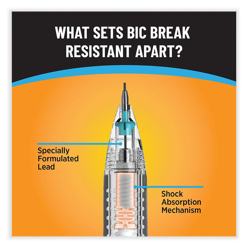 BIC Break-Resistant Mechanical Pencil, 0.7mm, #2, Medium Lead, 2/Pack (MV7PRP2-BLK)