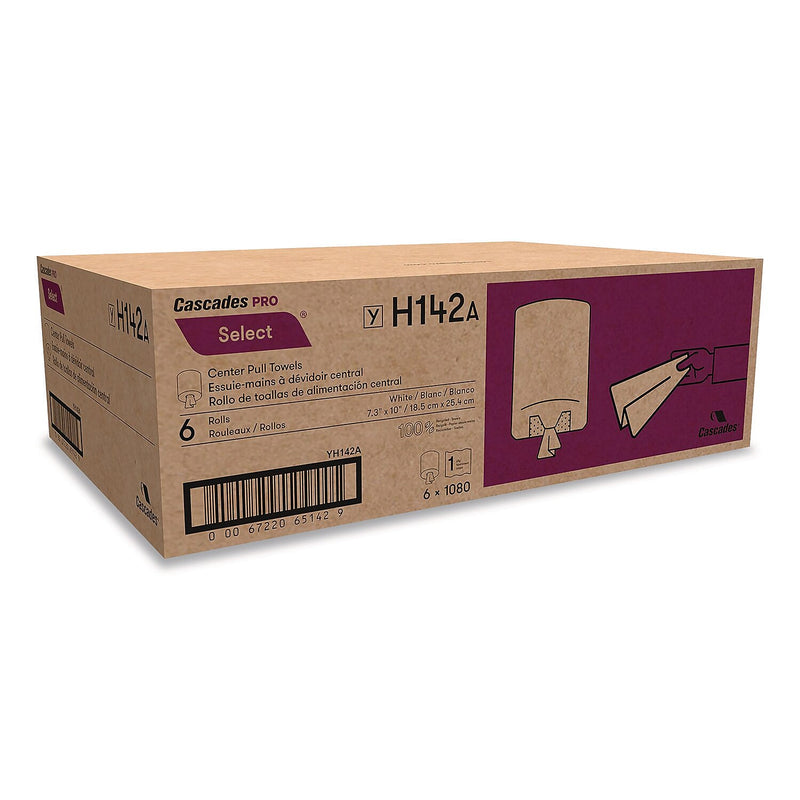Cascades PRO Select Regular Recycled Centerpull Paper Towels, 2-Ply, 1,080 Sheets/Roll, 6 Rolls/Carton (H142)