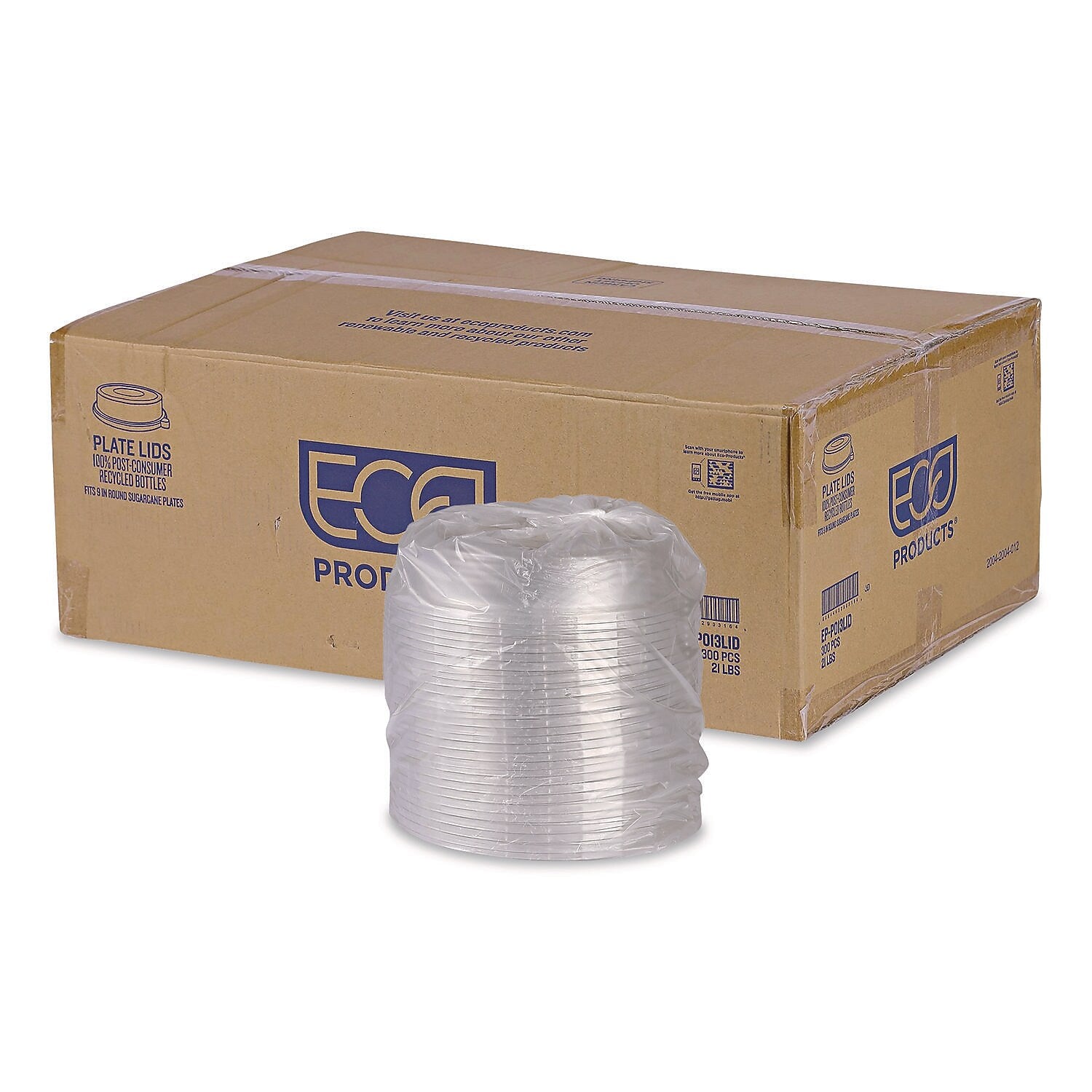 Eco-Products Round Plate Lids, 9", Plastic, Clear, 300/Carton (EP-P013LID)
