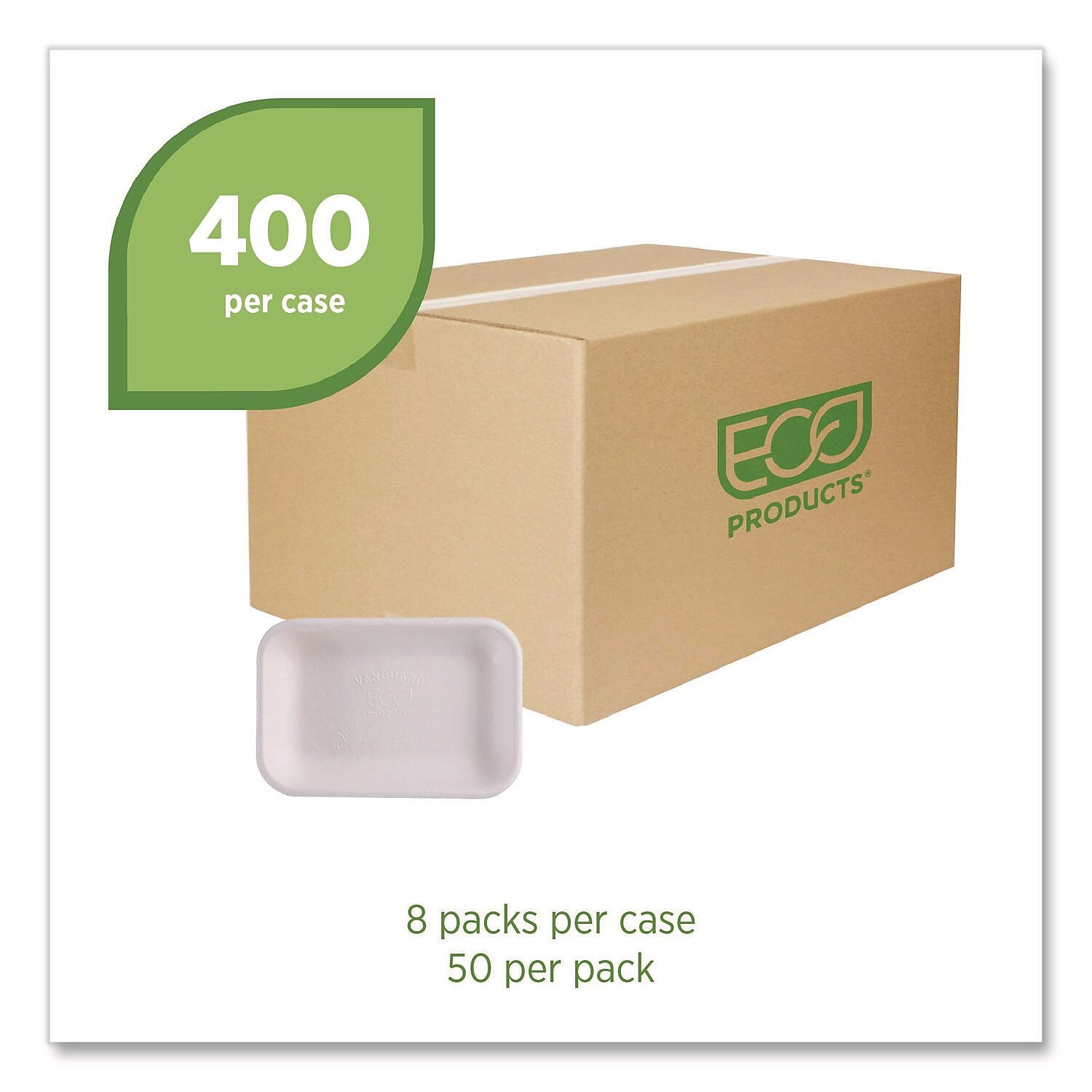 Eco-Products WorldView Vanguard Sugarcane Fiber Container, White, 400/Carton (EP-SCRC12NFA)