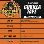 Gorilla Heavy Duty Duct Tape, 2.88" x 25 yds., Black (106425)
