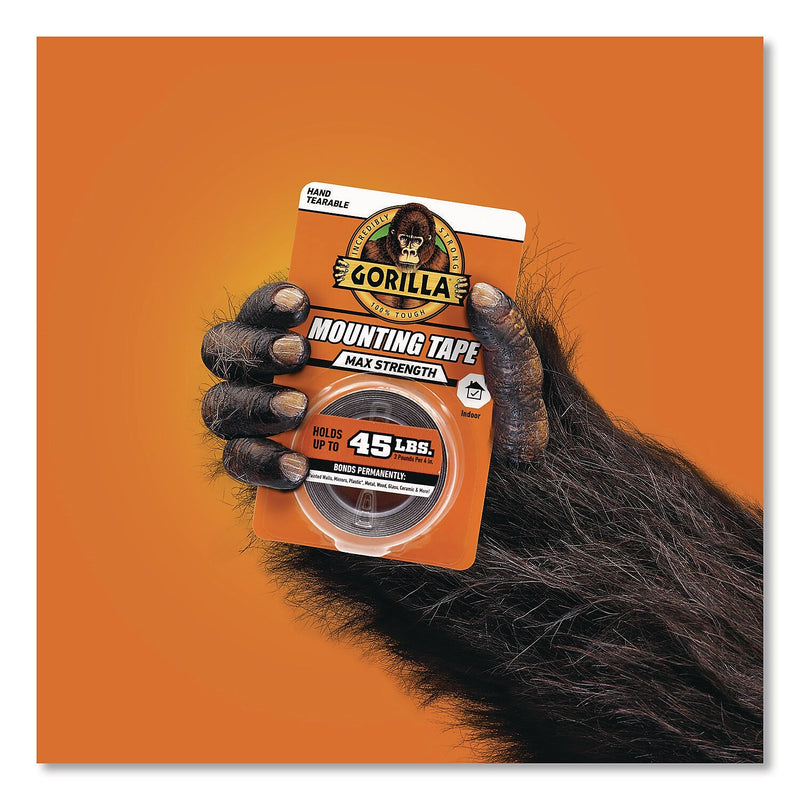 Gorilla Max Strength Indoor Mounting Tape, 1" x  1.67 yds., Black (112962)