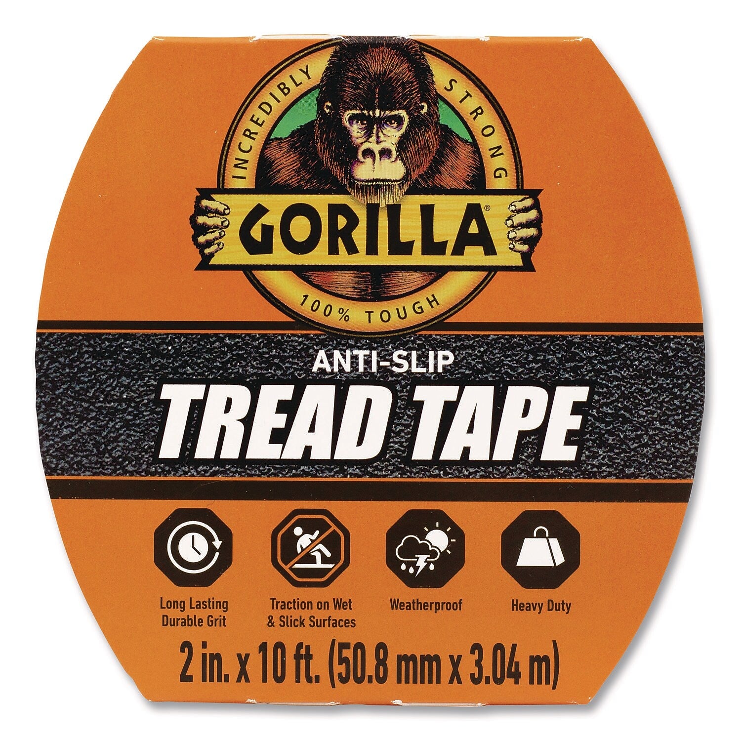 Gorilla Anti-Slip Safety Tape, 3" Core, 2" x 10 ft., Black (115944)