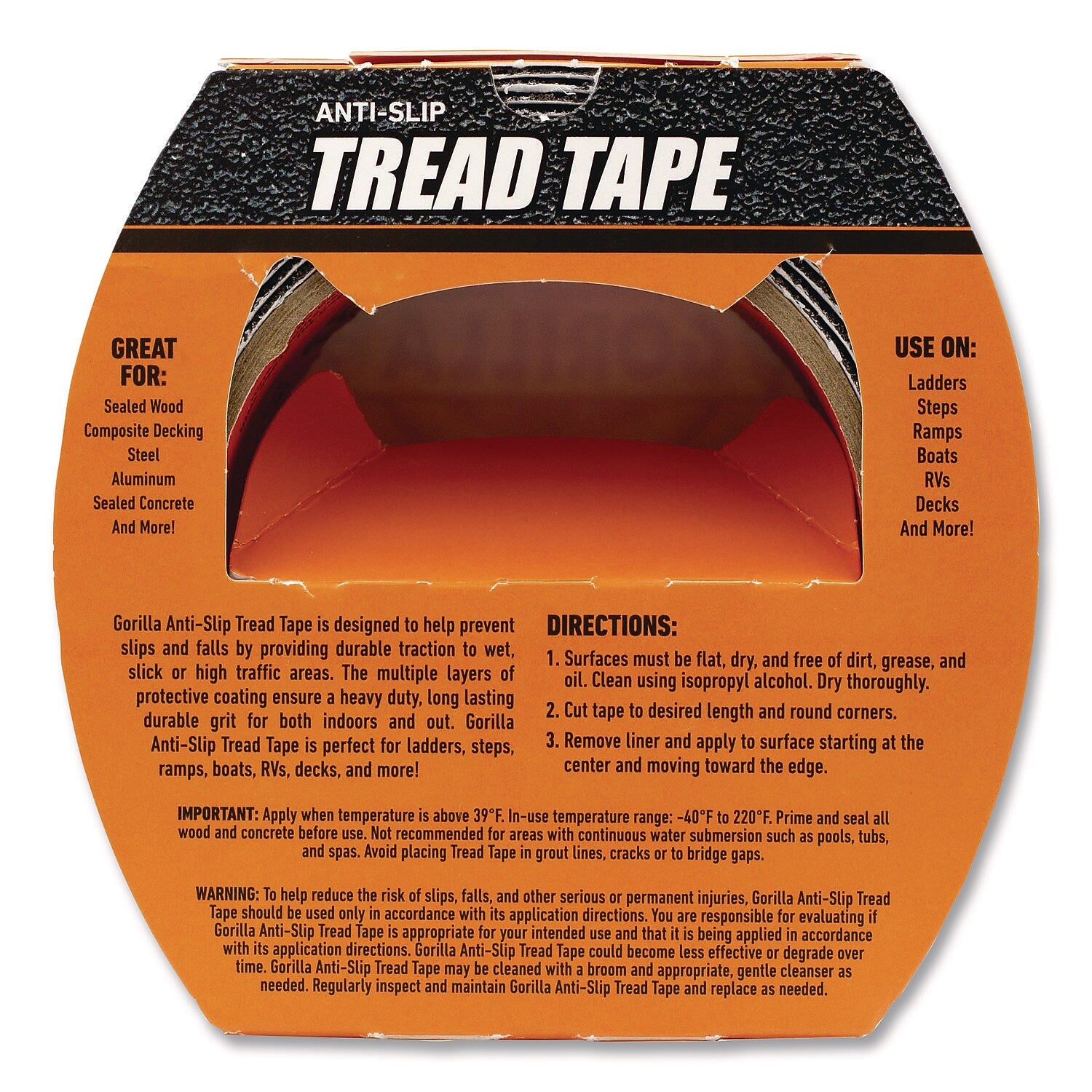 Gorilla Anti-Slip Safety Tape, 3" Core, 2" x 10 ft., Black (115944)