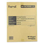 Karat Polypropylene Plastic Hinged Container, Clear, 50/Pack, 4 Packs/Carton (FP-HC99PP-1C)
