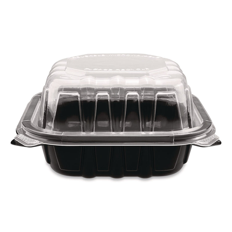 Karat Polypropylene Plastic Hinged Container, Black/Clear, 50/Pack, 6 Packs/Carton (FP-PHC66PP-1C)