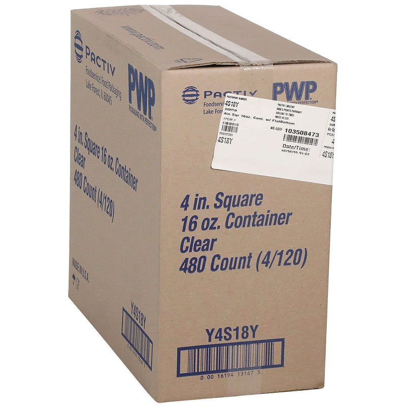 Pactiv Evergreen PET Plastic Container, Clear, 480/Carton (4S18Y)