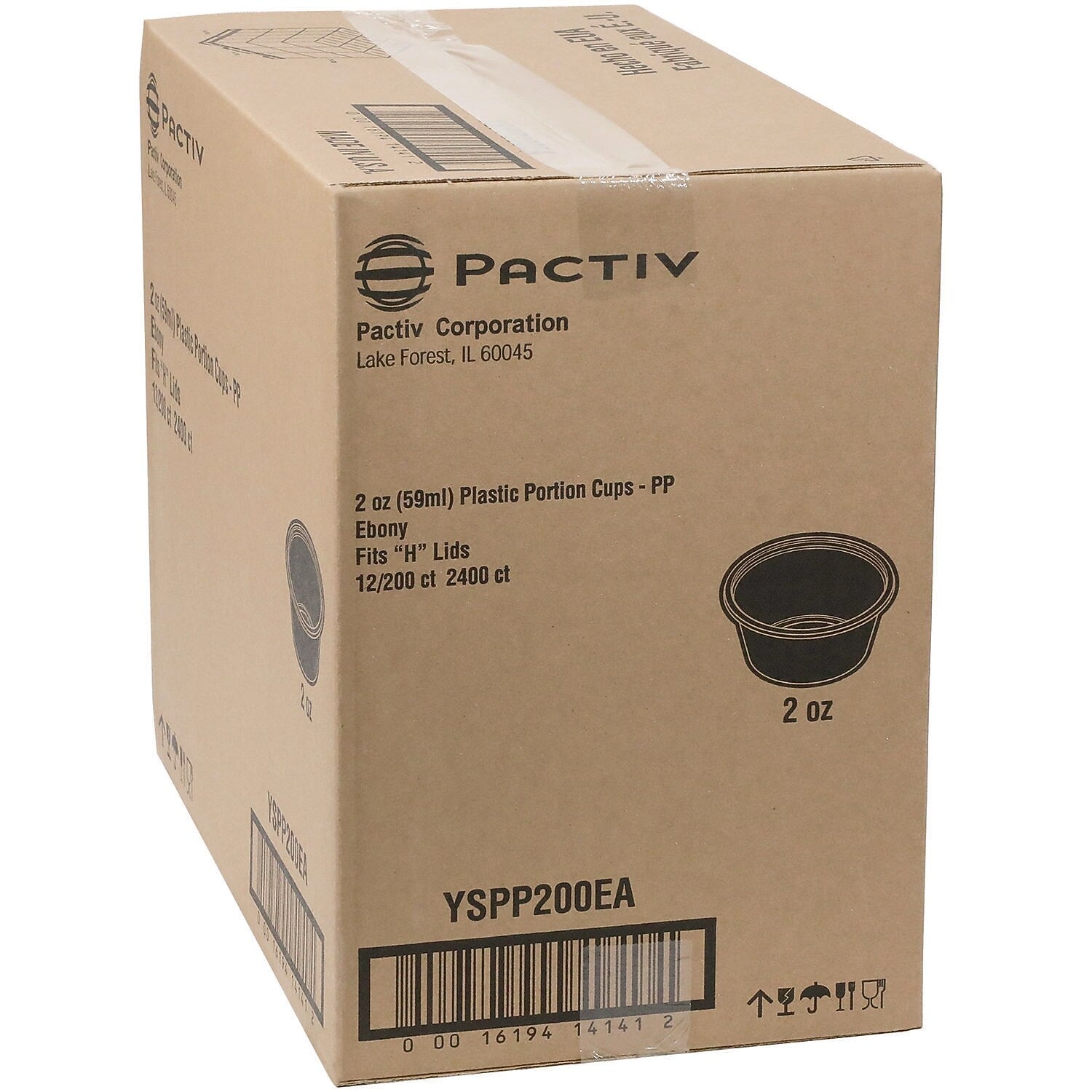 Pactiv Evergreen 2 oz. Portion Cup, Black, Plastic, 2,400/Carton (YSPP200EA)