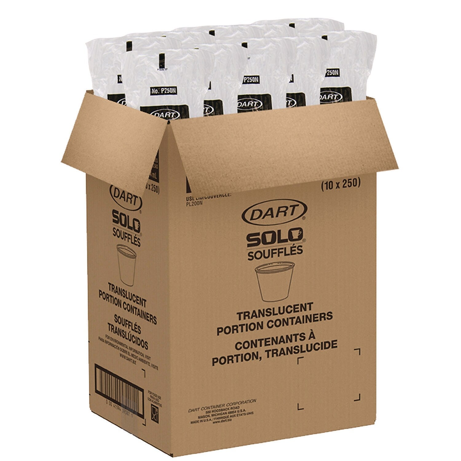 SOLO 2.5 oz. Portion Containers, Translucent, Plastic, 2,500/Carton (P250N)