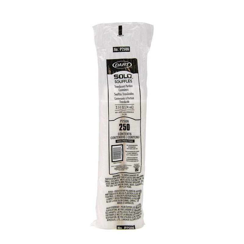 SOLO 2.5 oz. Portion Containers, Translucent, Plastic, 2,500/Carton (P250N)