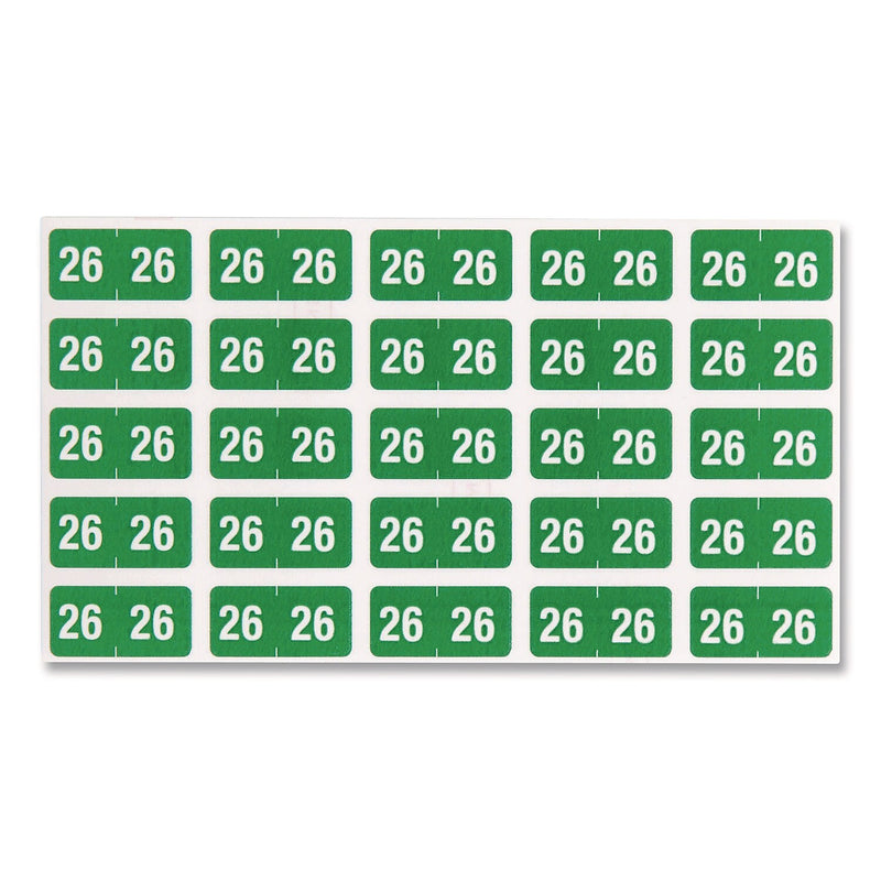Smead Yearly End Tab File Folder Labels, 0.5" x 1", Green, 25/Sheet, 10 Sheets/Pack (67926)