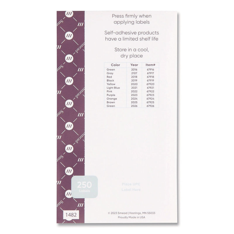 Smead Yearly End Tab File Folder Labels, 0.5" x 1", Green, 25/Sheet, 10 Sheets/Pack (67926)