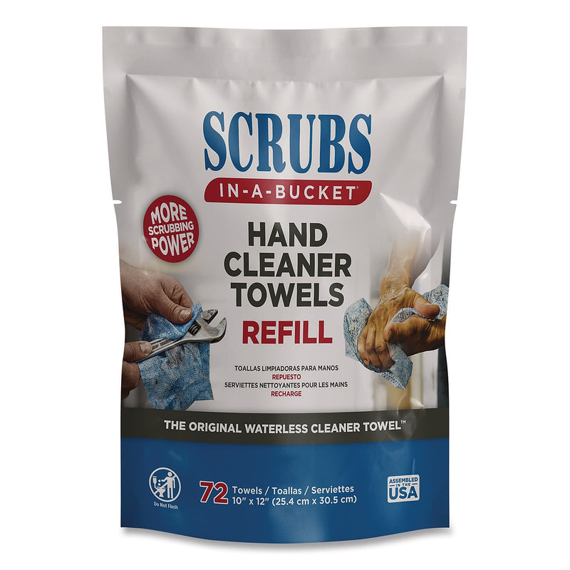 SCRUBS Hand Cleaner Towels Refill, 10" x 12", 72 Towels/Pack, 6 Packs/Carton (42270)