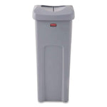 Rubbermaid Commercial Plastic Universal Square Trash Can with Swing Lid, 23 Gallon, Gray (2143862)