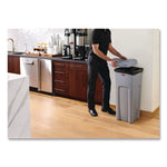 Rubbermaid Commercial Plastic Universal Square Trash Can with Swing Lid, 23 Gallon, Gray (2143862)