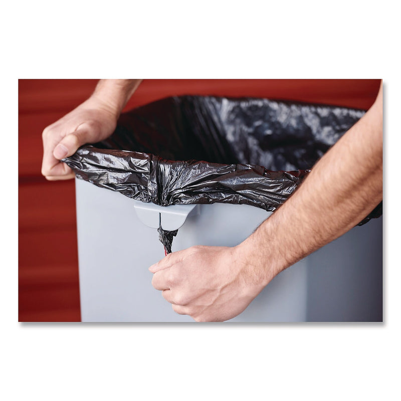 Rubbermaid Commercial Plastic Universal Square Trash Can with Swing Lid, 23 Gallon, Gray (2143862)