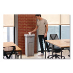 Rubbermaid Commercial Plastic Universal Square Trash Can with Swing Lid, 23 Gallon, Gray (2143862)