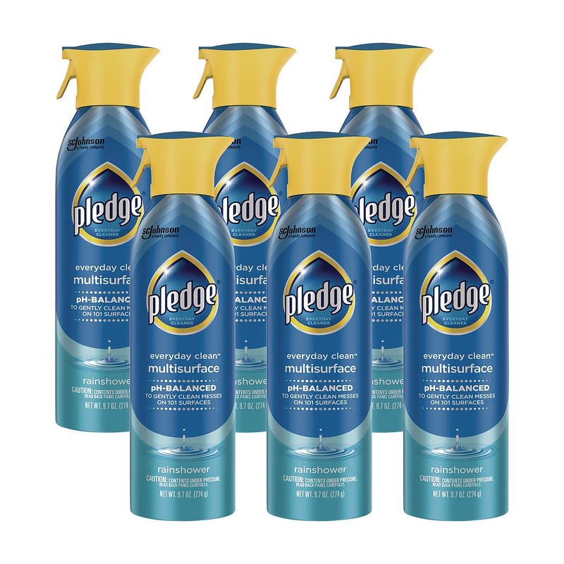 Pledge Multi-Surface Everyday Cleaner, Rainshower Scent, 9.7 oz., 6/Carton (336275)