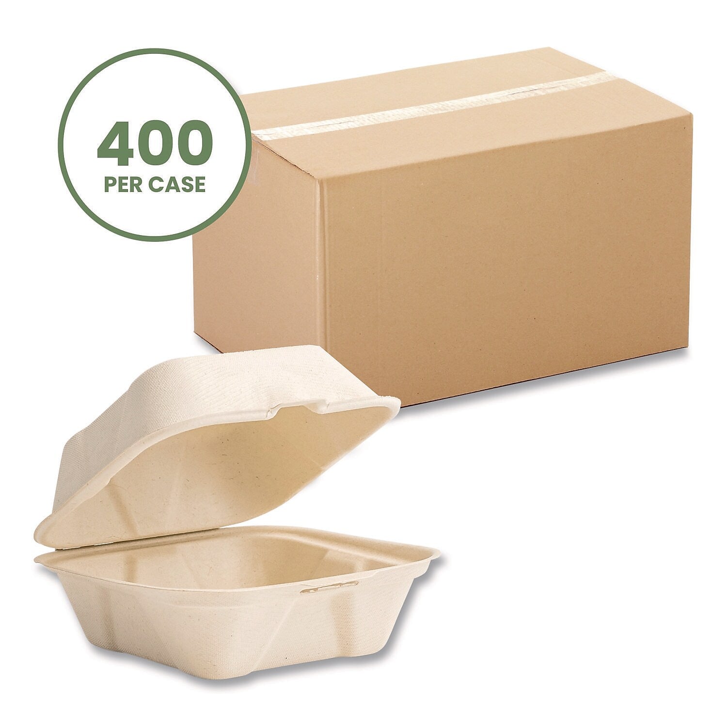 Vegware Nourish Molded Fiber Compostable Takeout Containers, 400/Carton (VW-HC6NFA)