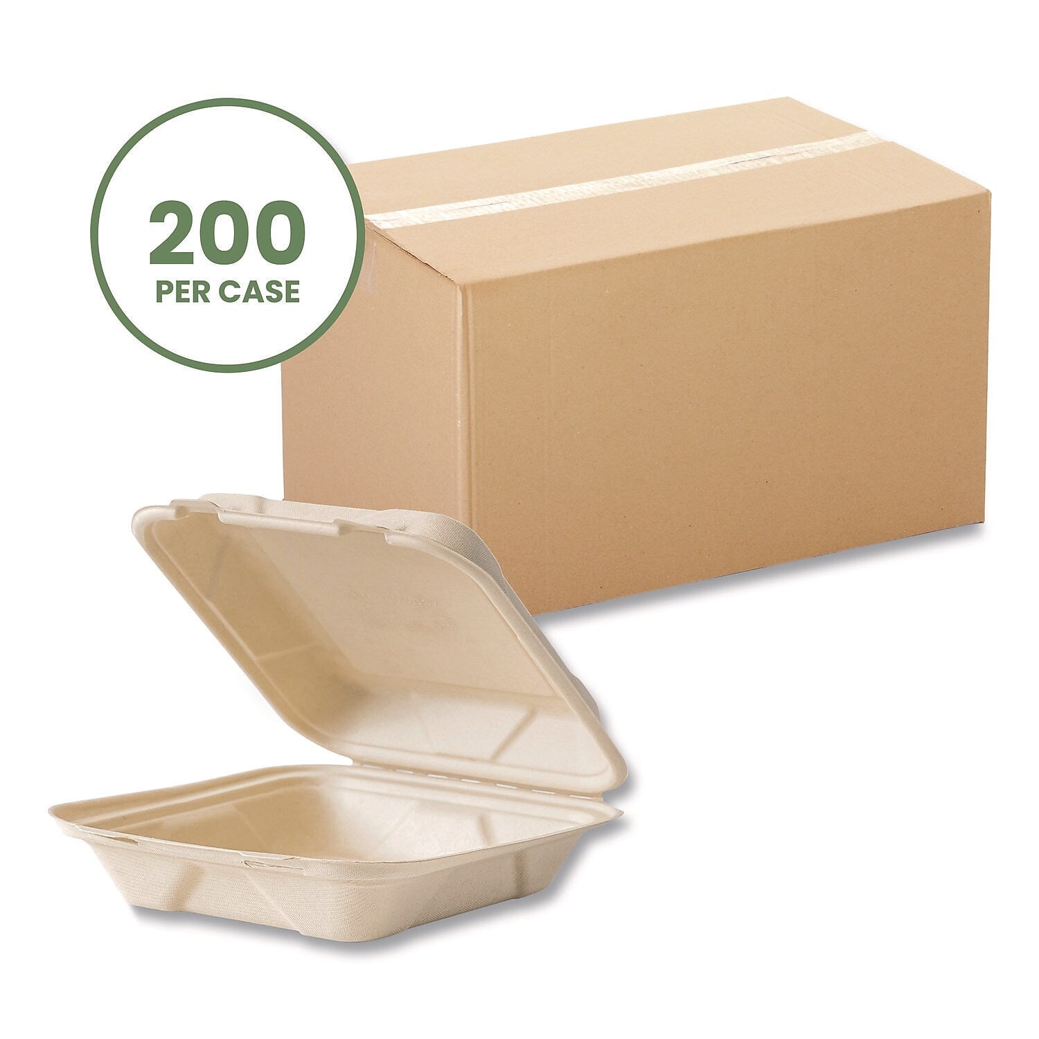 Vegware Nourish Molded Fiber Compostable Takeout Containers, 200/Carton (VW-HC81NFA)