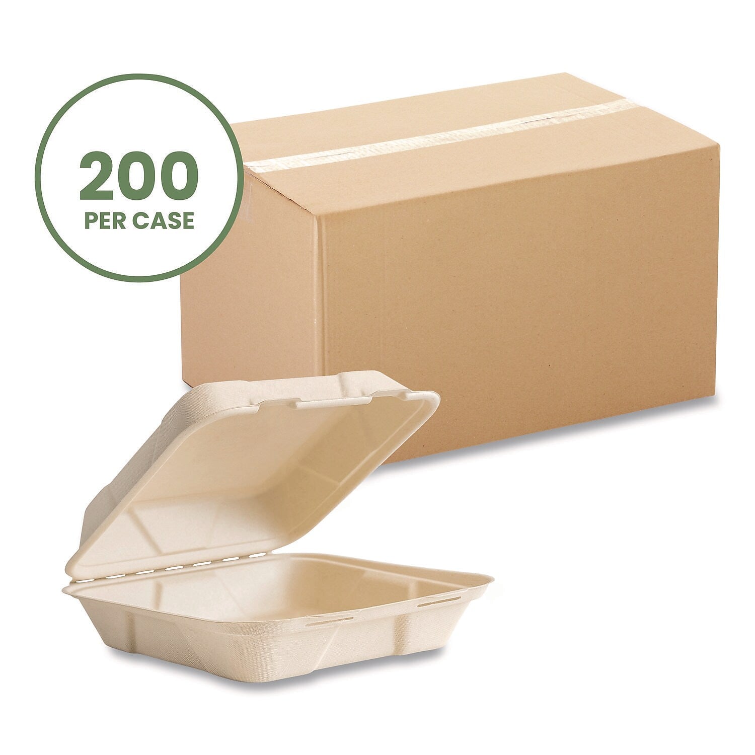 Vegware Nourish Molded Fiber Compostable Takeout Containers, 200/Carton (VW-HC91NFA)