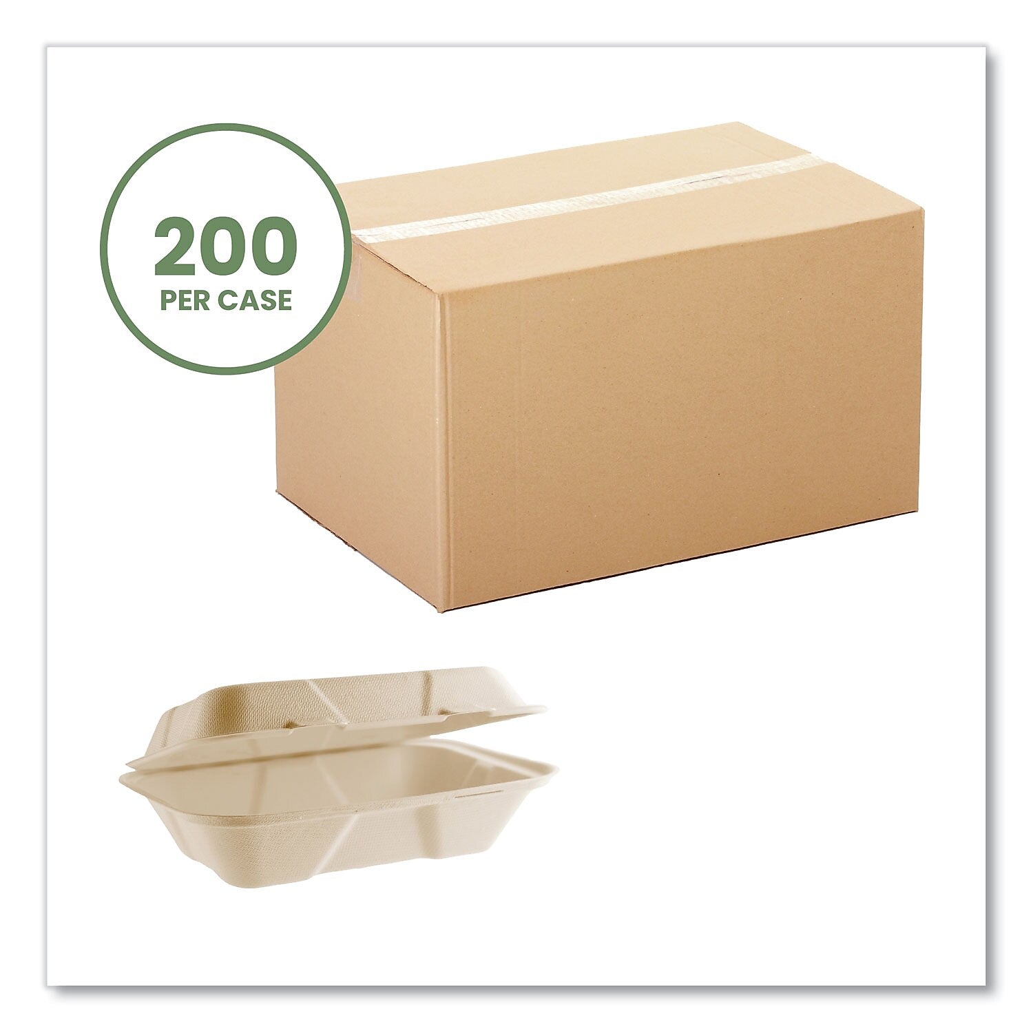 Vegware Nourish Molded Fiber Compostable Takeout Containers, 200/Carton (VW-HC96NFA)