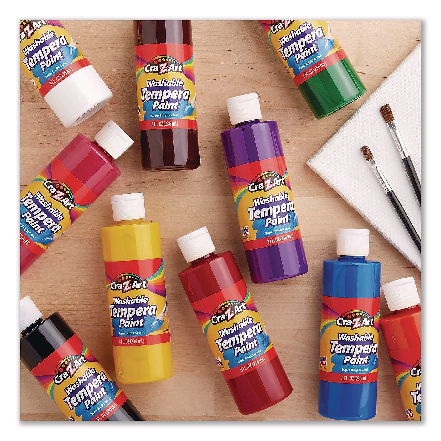 Cra-Z-Art Washable Tempera Paint, Assorted Colors, 8 oz., 10/Pack (01610)