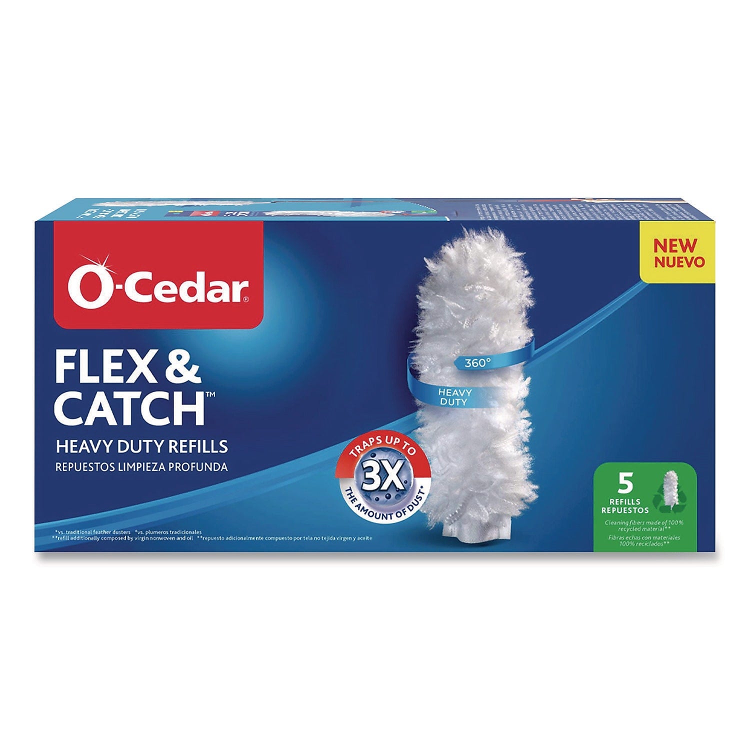 O-Cedar Flex and Catch Heavy Duty Duster Refill, White, 5/Pack (172172PK)