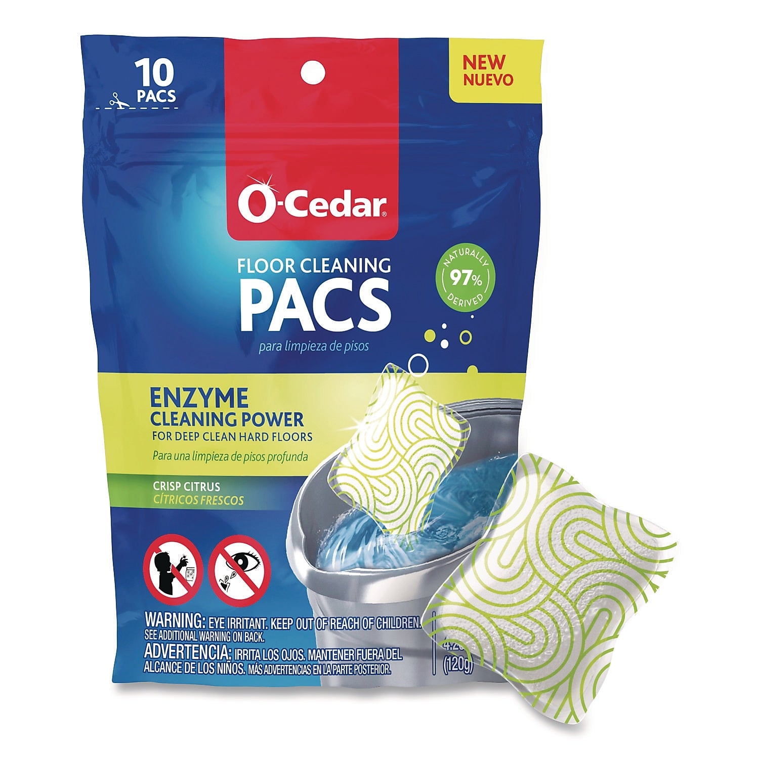 O-Cedar Cleaning PACS Floor Cleaner, Crisp Citrus Scent, 0.426 oz., 10/Pack (FHD172400PK)