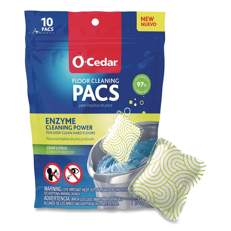 O-Cedar Cleaning PACS Floor Cleaner, Crisp Citrus Scent, 0.426 oz., 10/Pack (FHD172400PK)