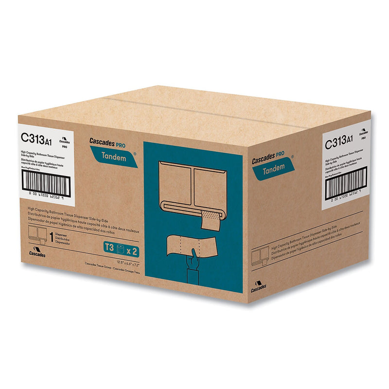 Cascades PRO Tandem No Touch High Capacity Toilet Paper Dispenser, White (C313)
